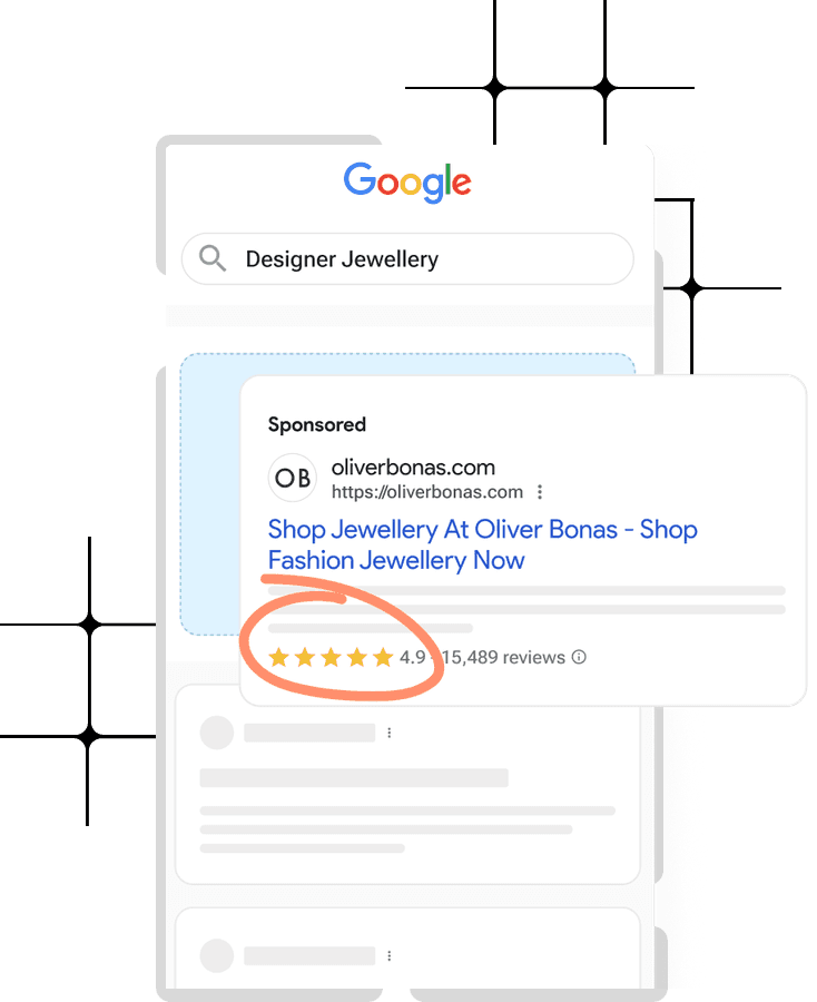 Google ad with seller star ratings